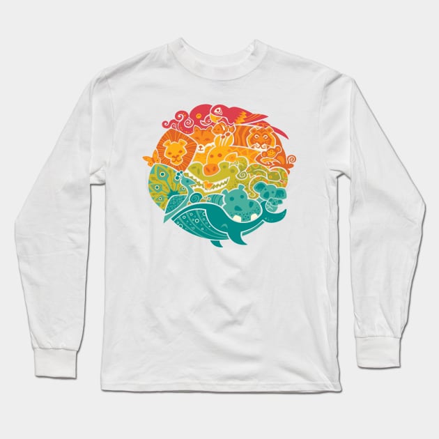 Animal Rainbow Long Sleeve T-Shirt by Waynem